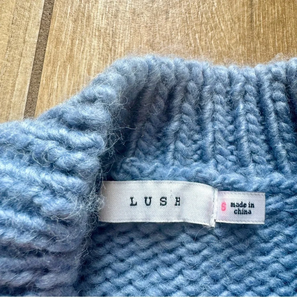 Lush Clothing Blue Sweater With Striped Sleeves